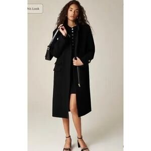 J.‎ Crew Toscana Coat In Italian Stadium Cloth Wool Blend Black Size 0